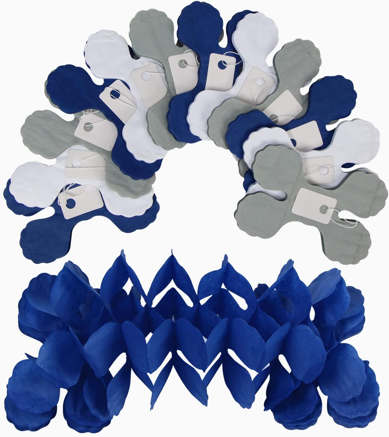 Navy-Blue White-Silver Party-Decorations Streamers Garland - 12pcs Royal Graduation 2025 4-Leaf
