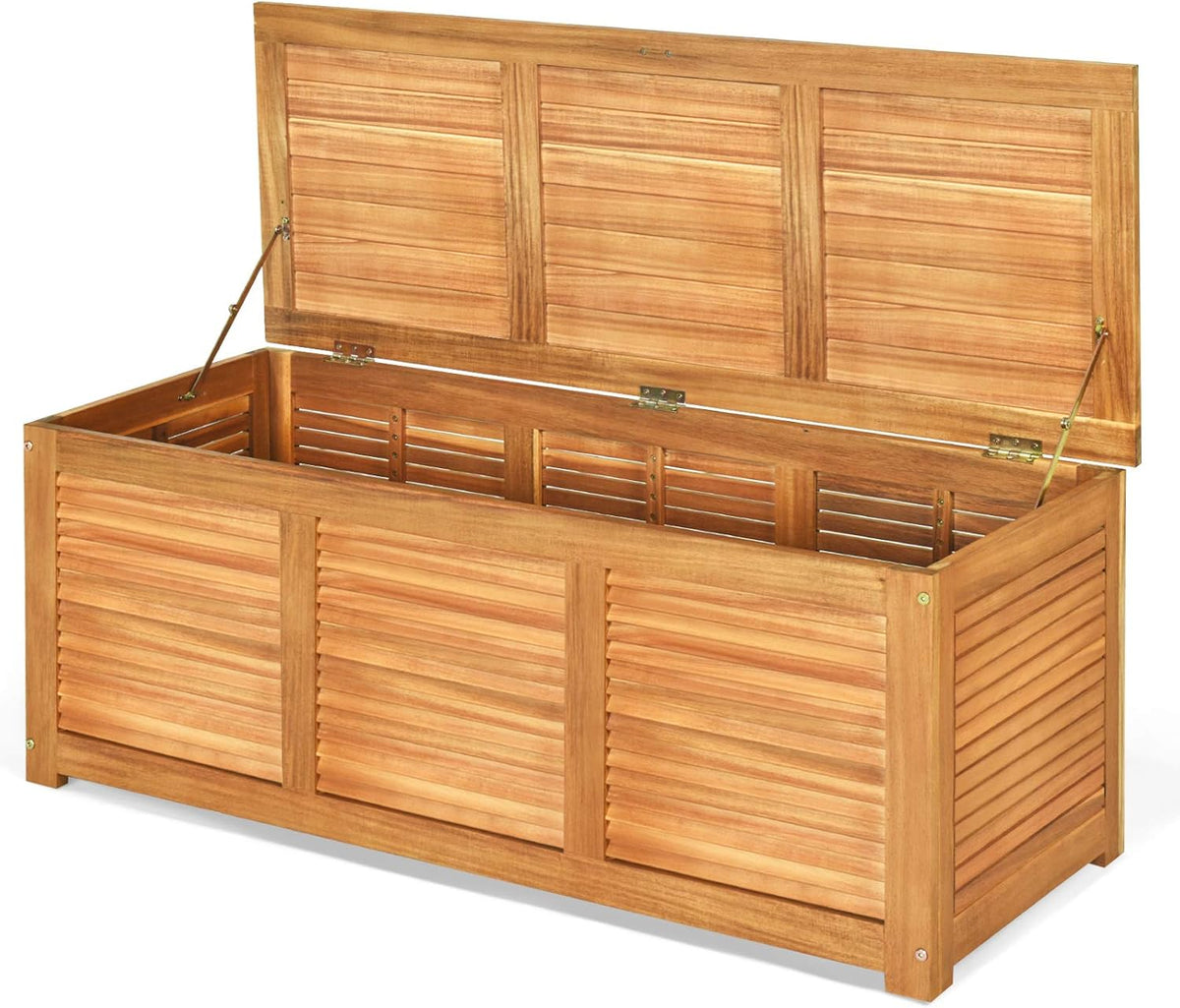 Tangkula 46 Gallon Acacia Wood Deck Box, Garden Backyard Storage Bench, Outdoor Storage Container