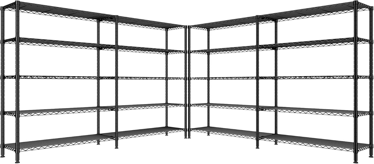REIBII 70" W Storage Shelves Heavy Duty Load 1600LBS, Metal Shelving 5-Tier Wire Shelving Unit