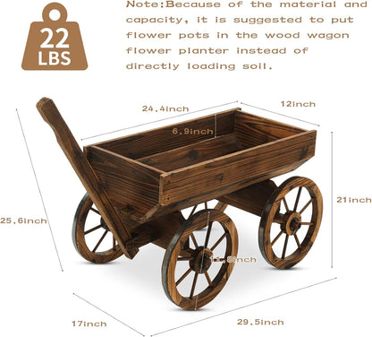 Garden Wooden Decor Rustic Flower Pot,Planters Wagon Indoor Outdoor Backyard Balcony Decor,for