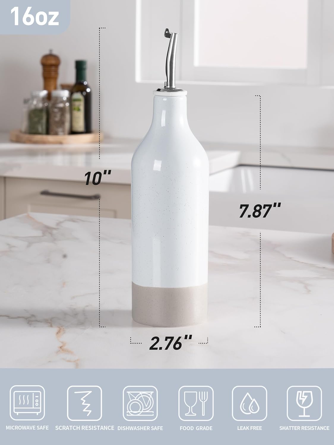 famiware Milkyway 16oz Ceramic Olive Oil Dispenser Bottle, 1 Piece Oil Dispenser for Kitchen with