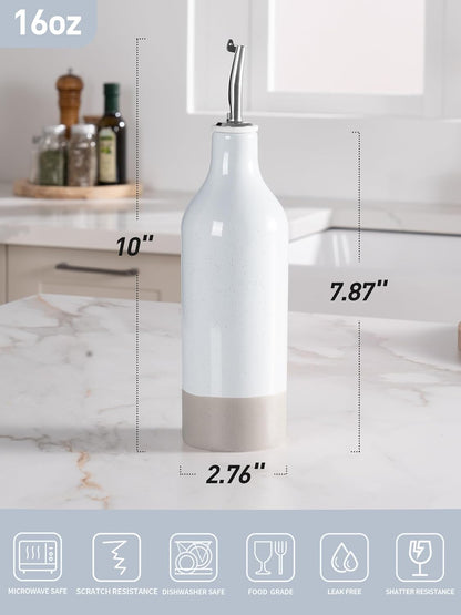 famiware Milkyway 16oz Ceramic Olive Oil Dispenser Bottle, 1 Piece Oil Dispenser for Kitchen with
