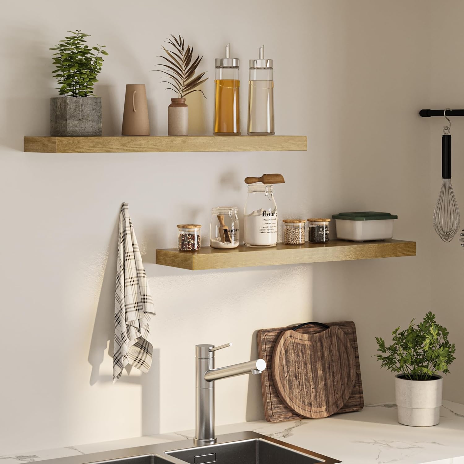 Floating Shelves for Wall, 36" W x 8" D x 1.5" H, Wooden Wall Mounted Display Shelves with