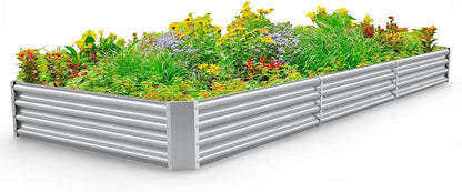 Land Guard 12×4×1ft Galvanized Raised Garden Bed Kit for Vegetables, Galvanized Super Large Metal