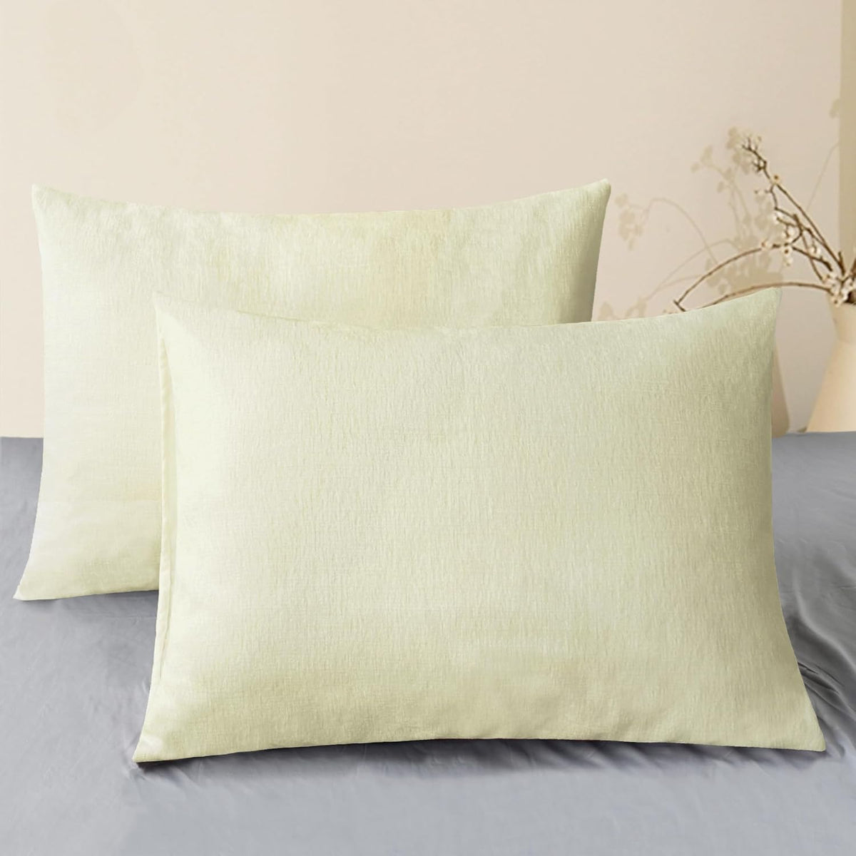 CaliTime Throw Pillow Covers Decorative 20 X 26 Inches Pack of 2 Cozy Chenille Standard Pillow