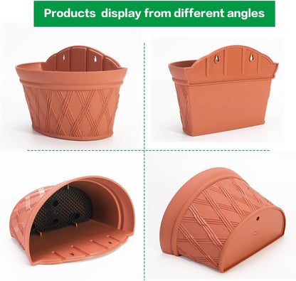 Sungmor Wall Hanging Planters,11.5 Inch Hanging Flower Pots for Railing Fence - Indoor Outdoor