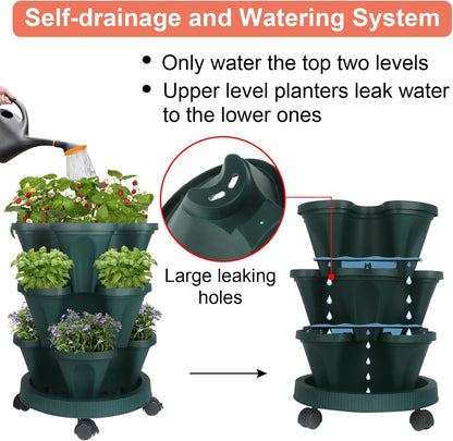 Vertical Planter 3 Tier Stackable Planters Garden Planters Strawberry Herb Flower and Vegetable