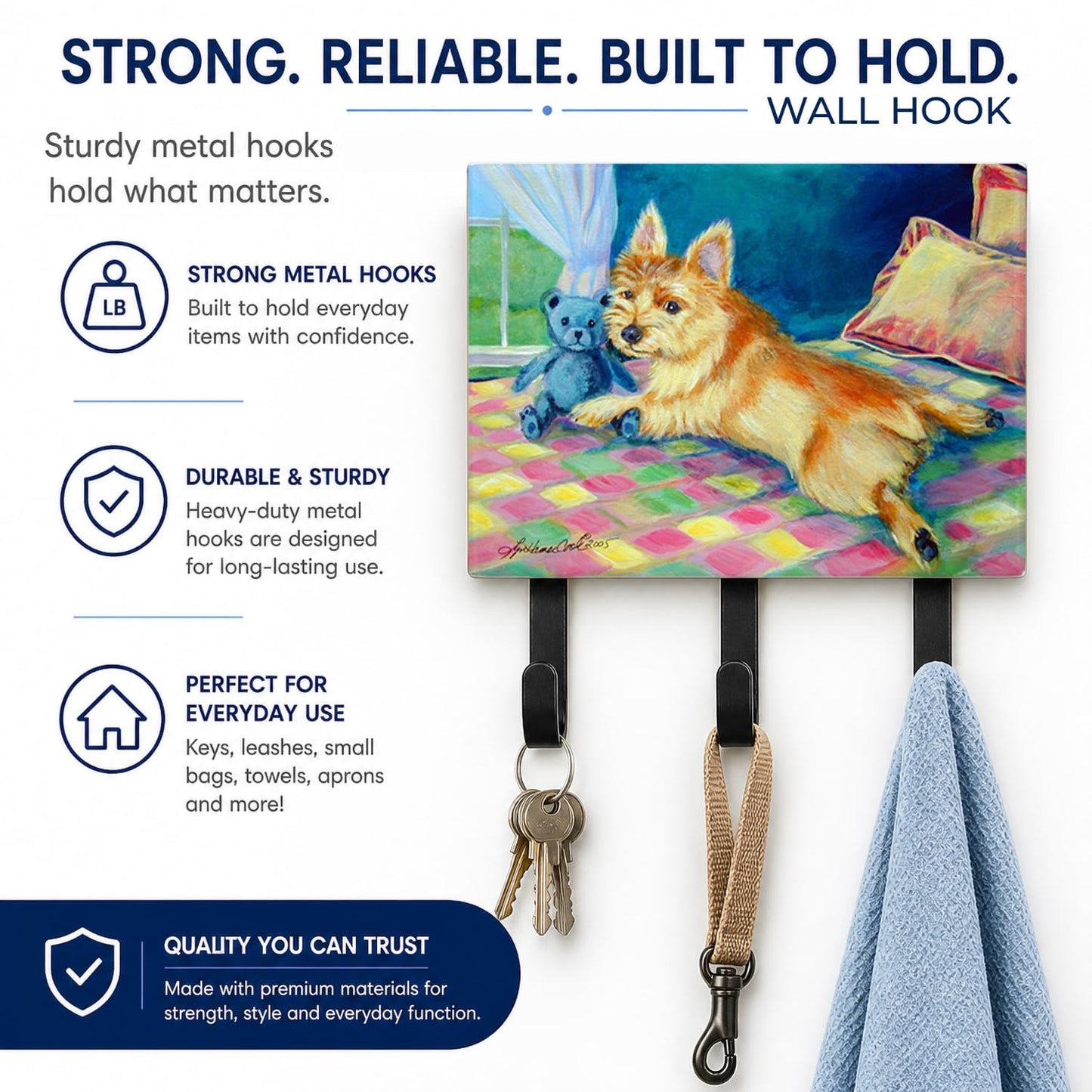 Caroline's Treasures 7275TH68 Norwich Leash or Key Holder, Wall Hooks, Key Hooks Holder, Coat Rack