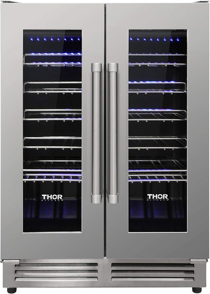 THOR Kitchen Freestanding/Under-Counter 24-Inch Dual Zone Wine Cooler in Stainless Steel - Model