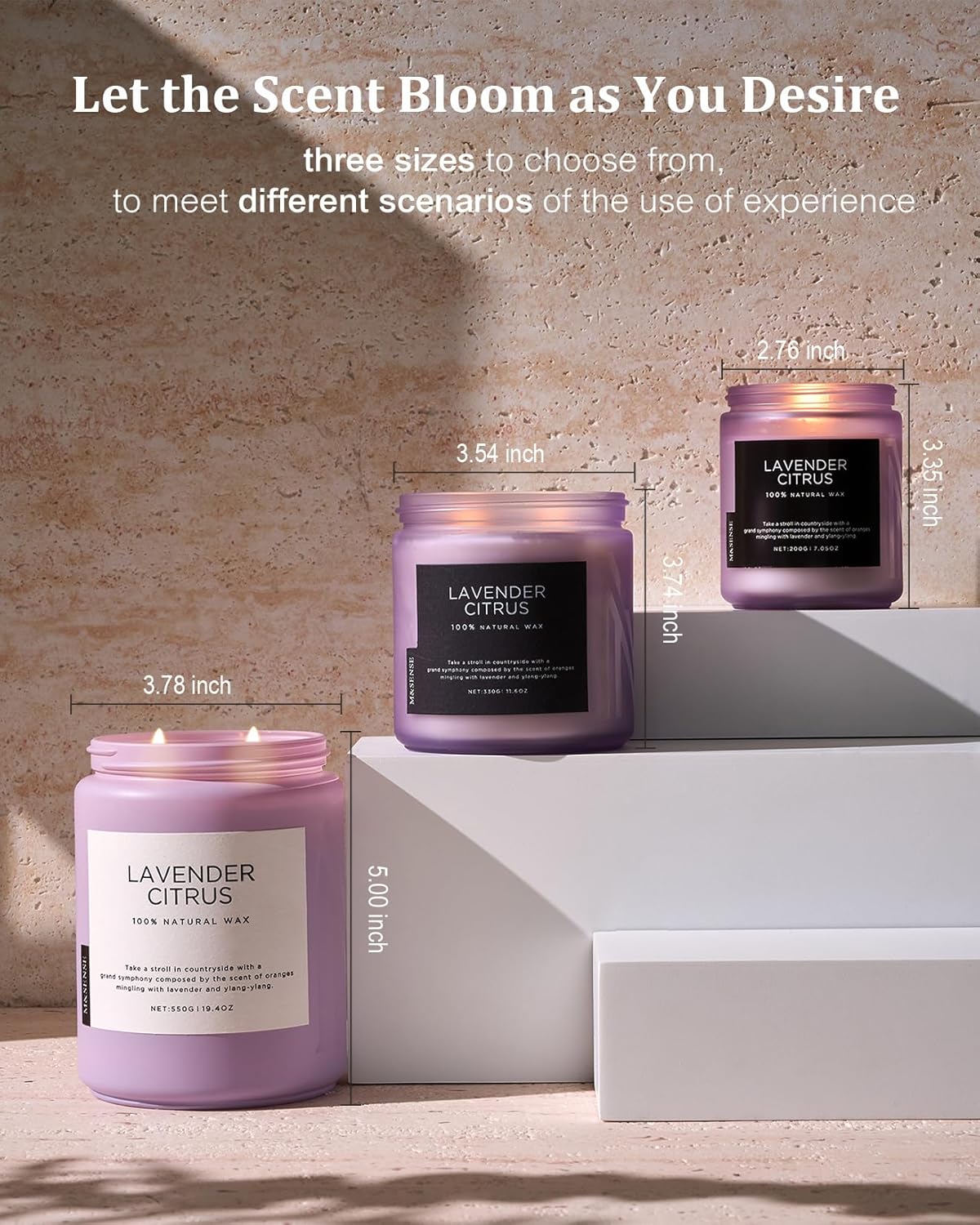 M&SENSE Lavender Citrus Candles, 19.4oz 110H Burn Time Large Natural Soy Candles for Home Scented