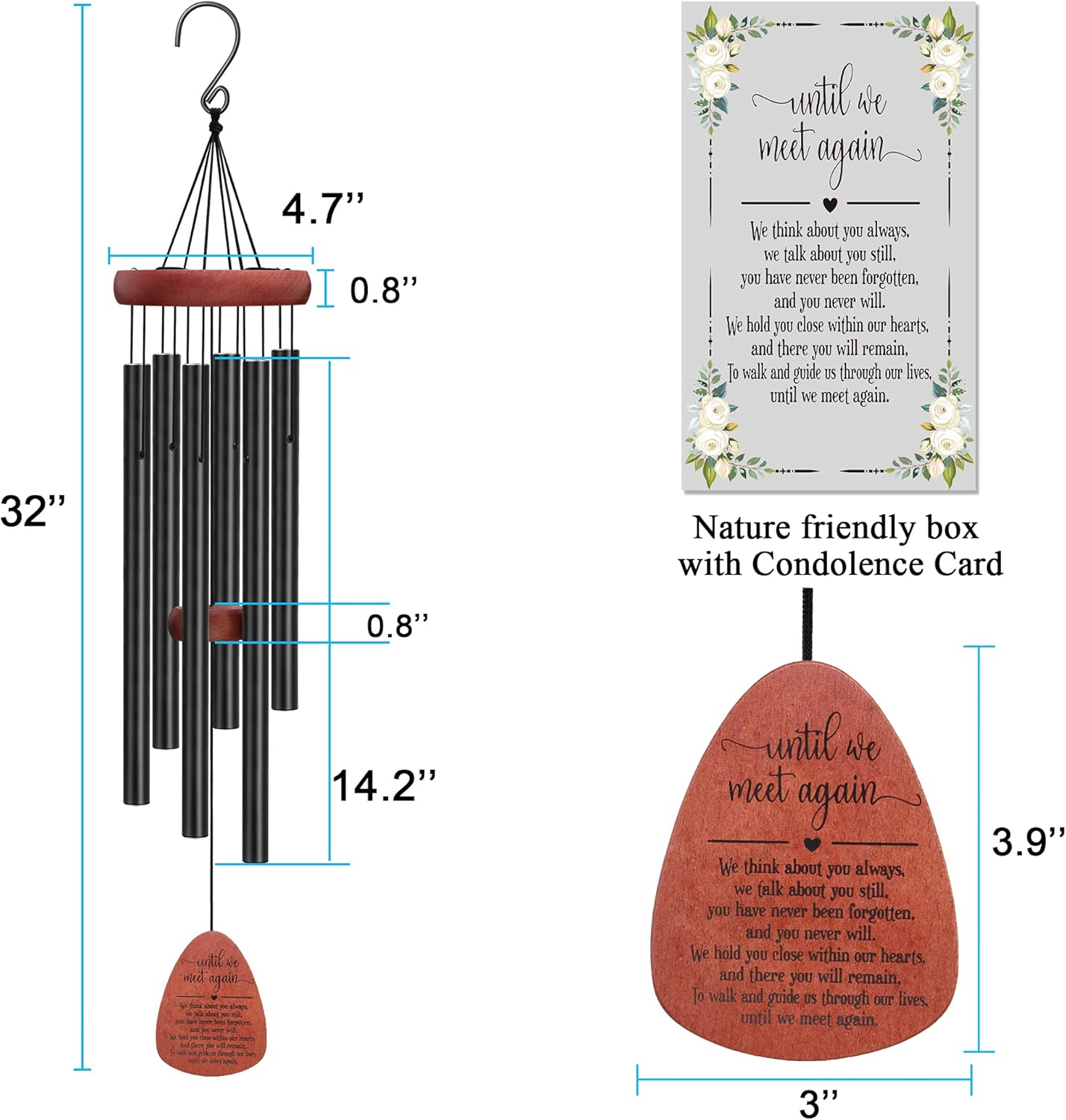Memgift Memorial Wind Chime for Outside - Sympathy Gift for Loss of Loved One, Outdoor Keepsake in