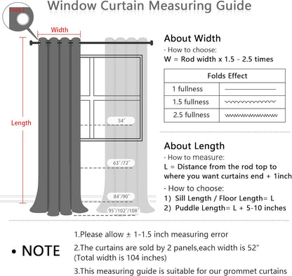 MYSKY HOME 100% Blackout Curtains for Bedroom Total Light Blocking Curtains 90 Inch Long Room