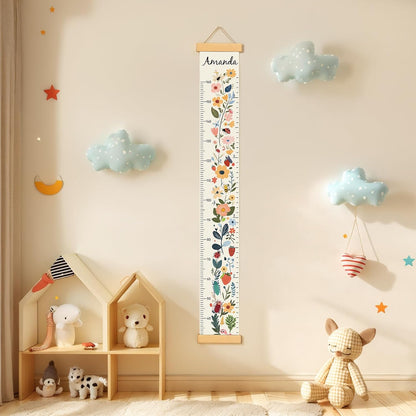 Personalized Name Growth Chart Wall Decor for Kids – Canvas Removable Height Chart Measuring Ruler