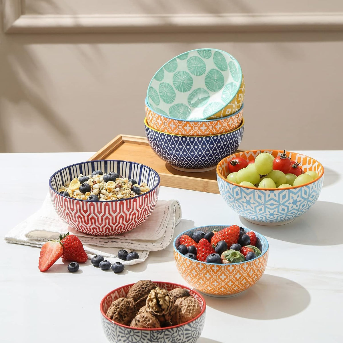 Selamica Ceramic 12 OZ Dessert Bowls Set, Ice Cream Bowls, 4.7 Inch Small Bowls for Ice Cream