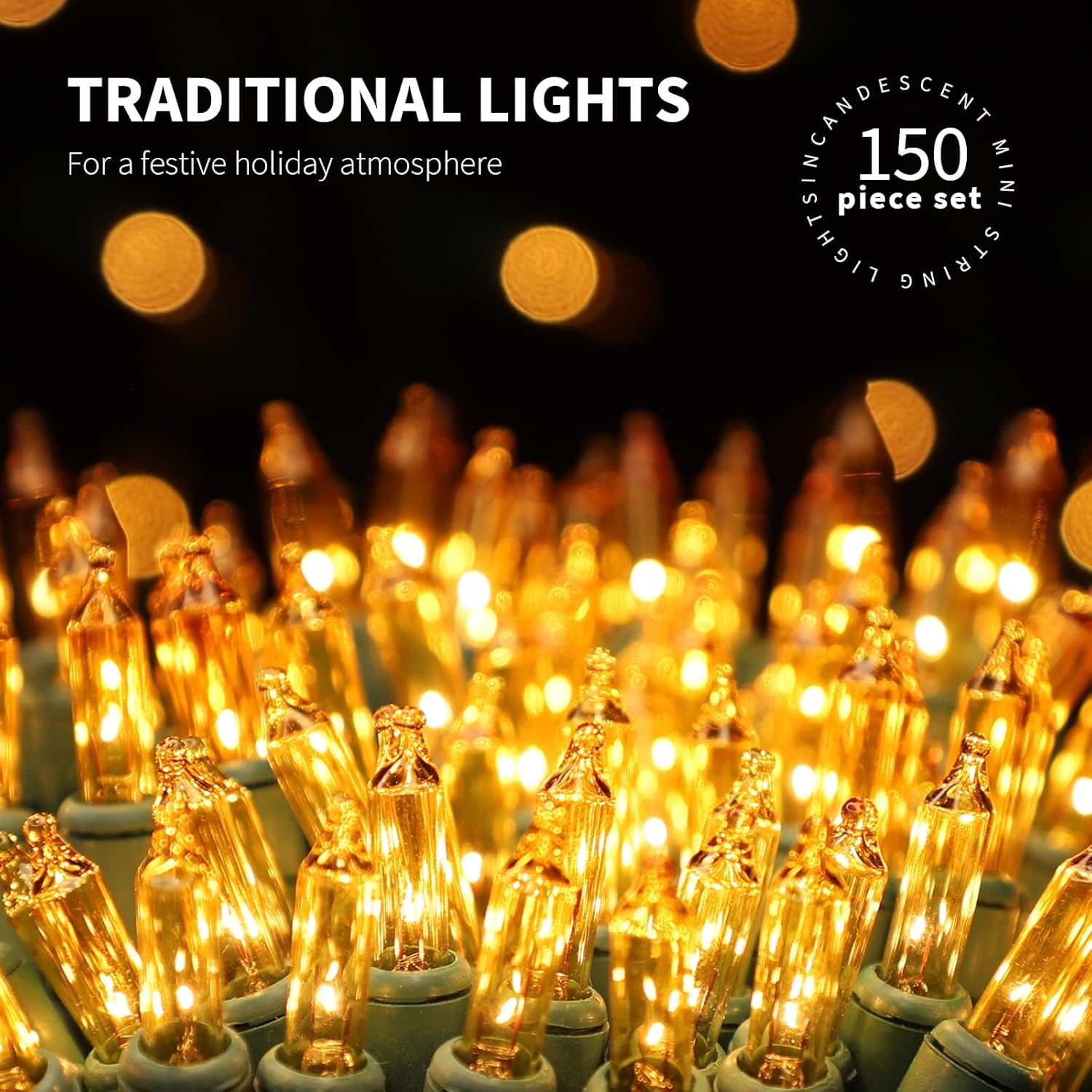150LIGHTS Yellow Extra-Bright with End Connectors Christmas Decorative Lights 9.72m UL Certified
