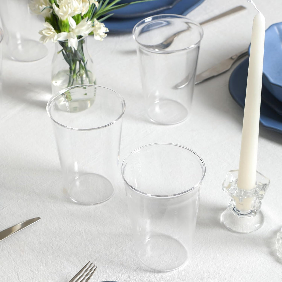 Stone Lain Baskerville 16-Piece Dinnerware Set Stoneware, Borosilicate Glass, Blue
