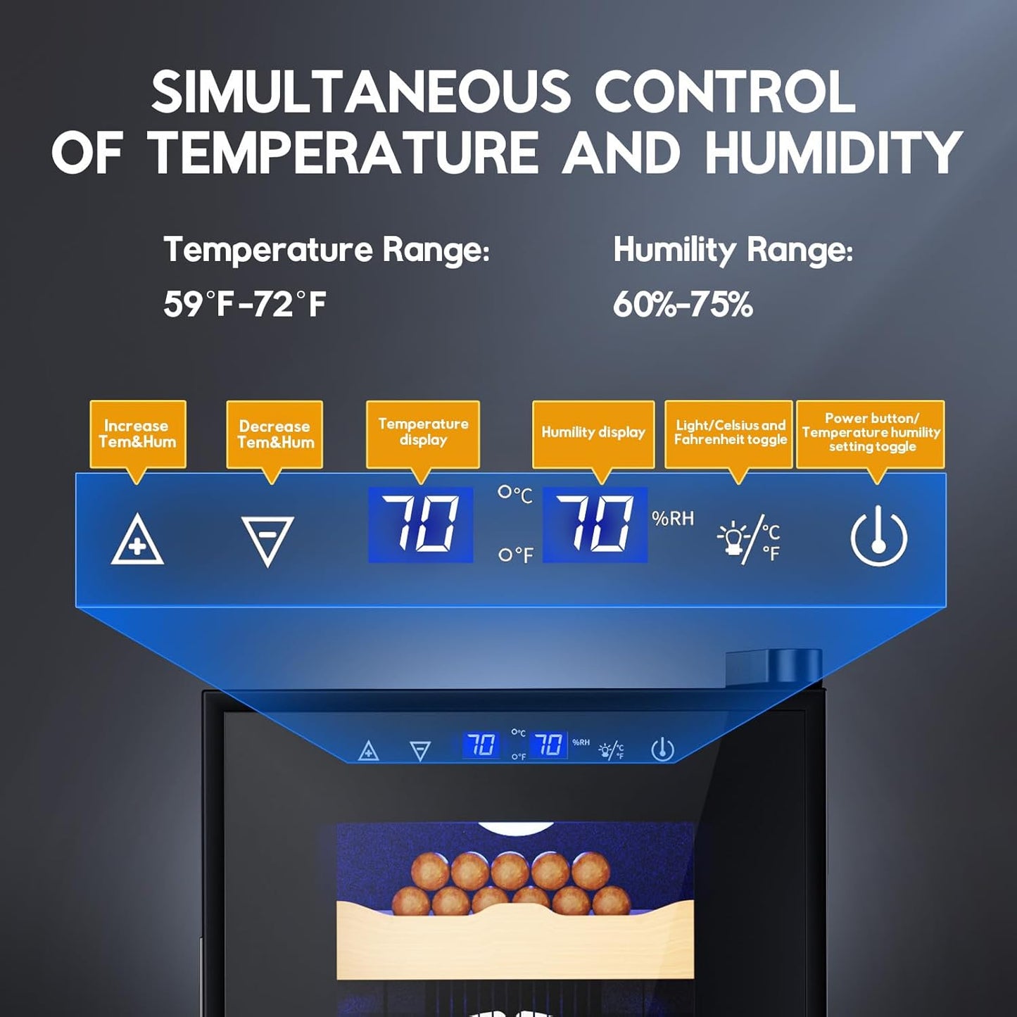 Tylza Cigar Humidor Cabinet 25L, Temp & Humidity Control Electric Humidors for Cigars, 170 Cigars