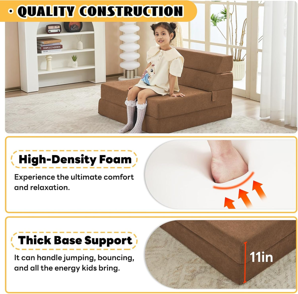 jela Foldable Sofa Bed Large Soft Foam Convertible Sleeper Chair Luxury Miss Fabric Fold Out Chair