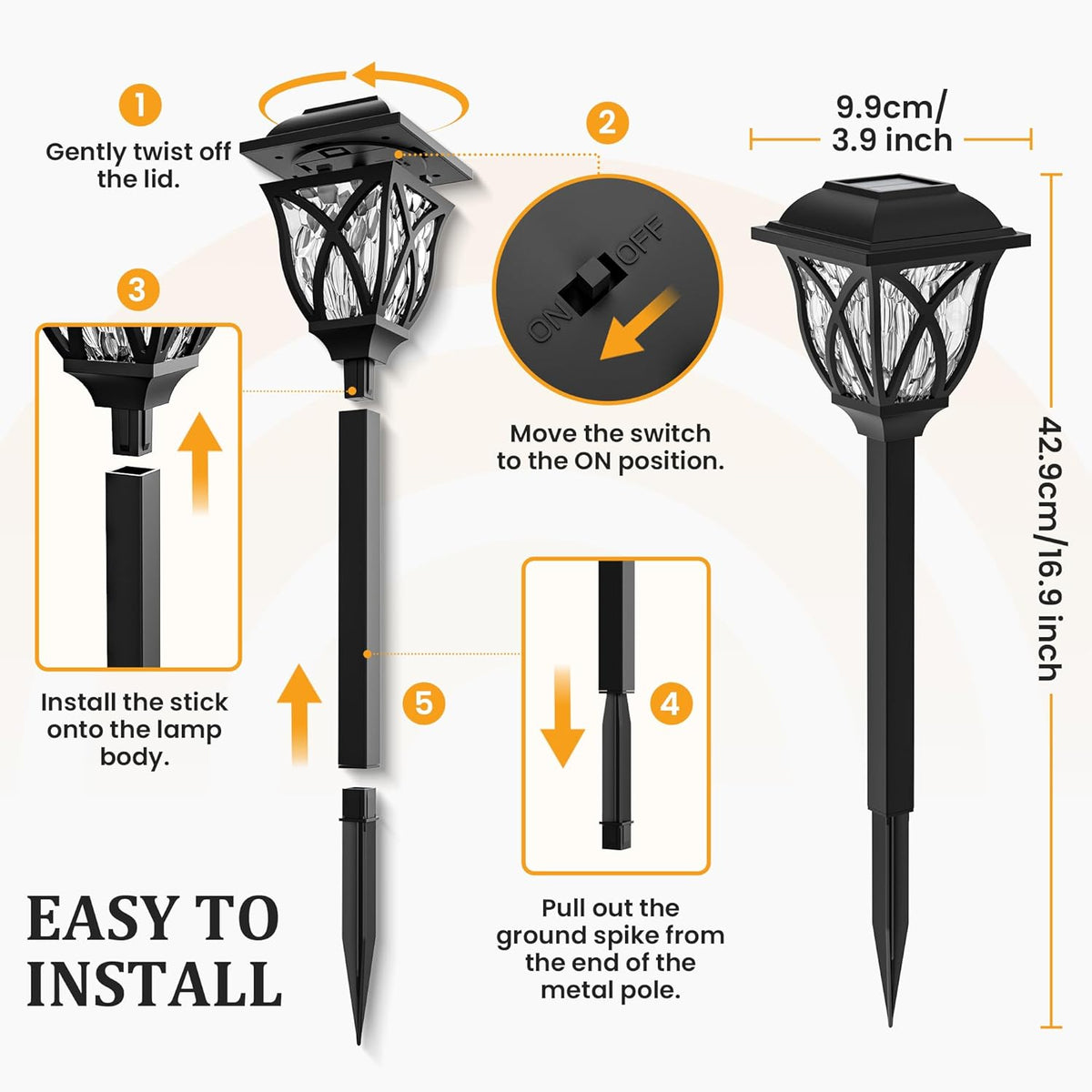 GIGALUMI Solar Lights Outdoor Waterproof, 8 Pack LED Solar Garden Lights, Outdoor Decorations