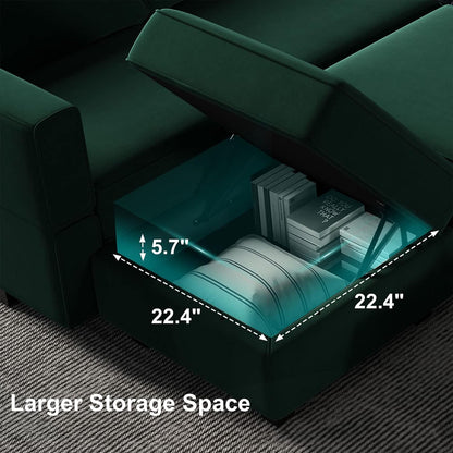 Belffin Modular Sectional Sofa with Storage Seats Velvet L Shaped Corner Couch Convertible