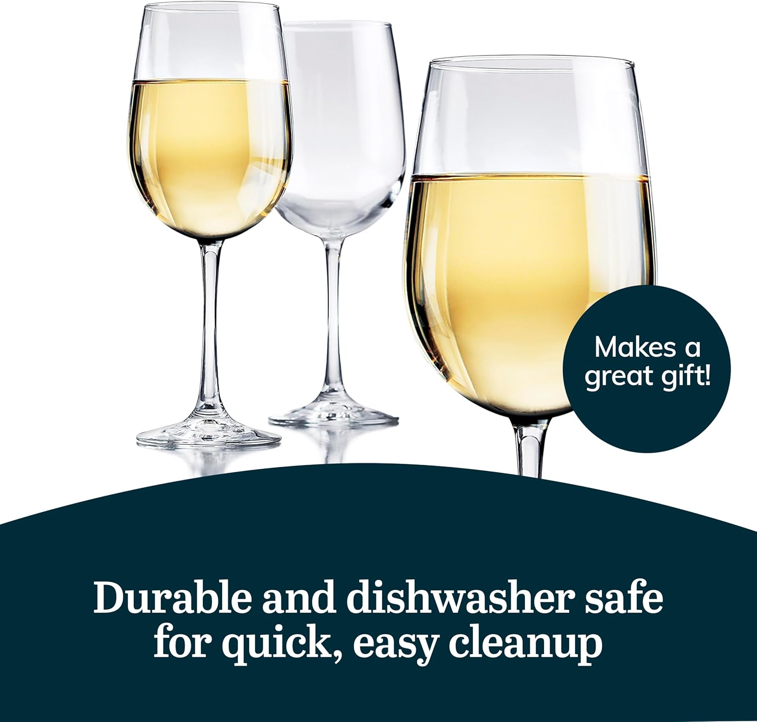 Libbey Vina White Wine Glasses Set of 6, 18.25 Oz Elegant, Fancy Glasses Drinking Set, Stemmed Wine