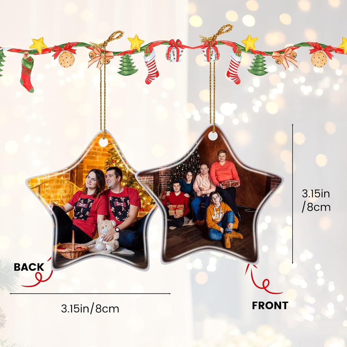 Personalized Christmas Ornaments 2024 Customized with Photo Text Ornament Keepsake Pet First