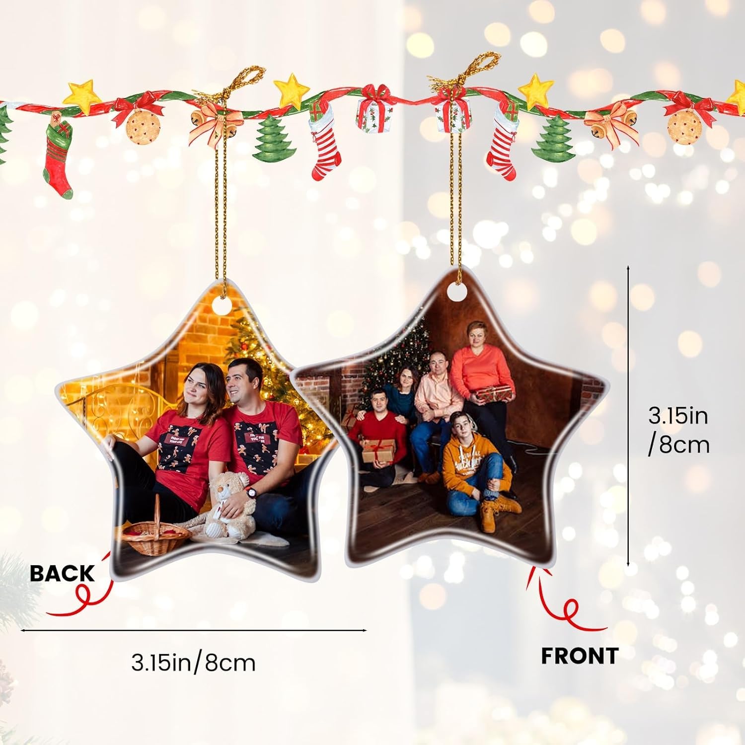 Personalized Christmas Ornaments 2024 Customized with Photo Text Ornament Keepsake Pet First