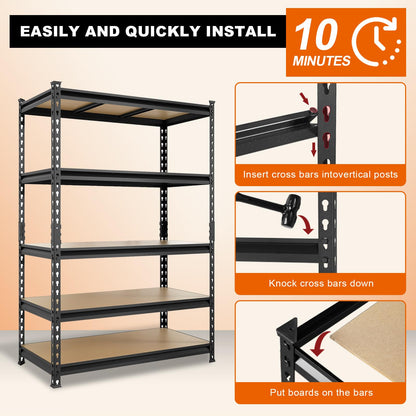 Big RED Storage Shelving Unit, 5-Tier Adjustable, Heavy Duty Metal Garage Shelves/Utility Rack for