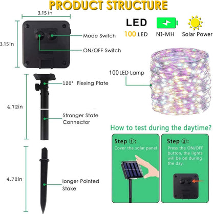 Solar String Lights Outdoor, 2 Pack Total 80FT 200 LED Solar Christmas Twinkle Lights Outside