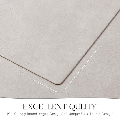 MOSAYT Vinyl Placemats Set of 8-12 X 17 Inch - Faux Leather 100% Waterproof Oil-Proof Wipeable PU
