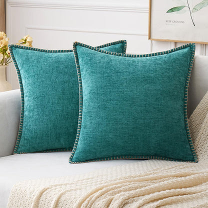 MIULEE Pack of 2 Couch Throw Pillow Covers 18x18 Inch Coastal Teal Farmhouse Decorative Pillow