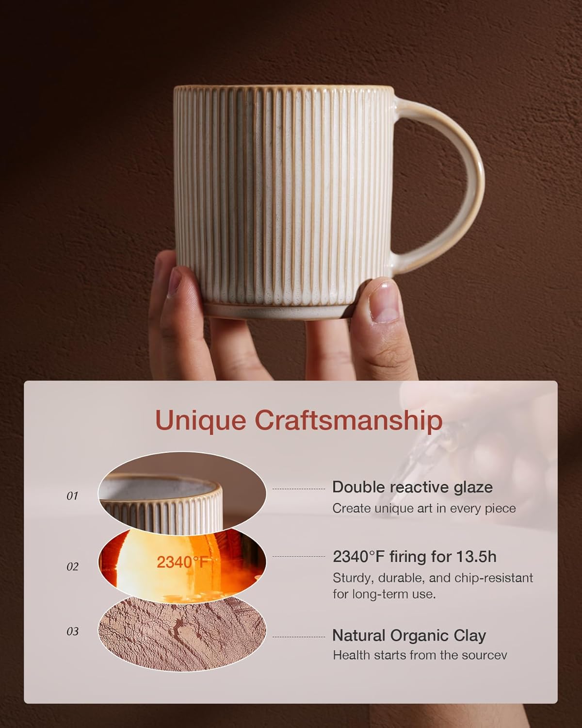 famiware Coffee Mug Set for 4, Star 12 oz Catering Mugs Cup Set with Handle for Coffee, Tea, Cocoa