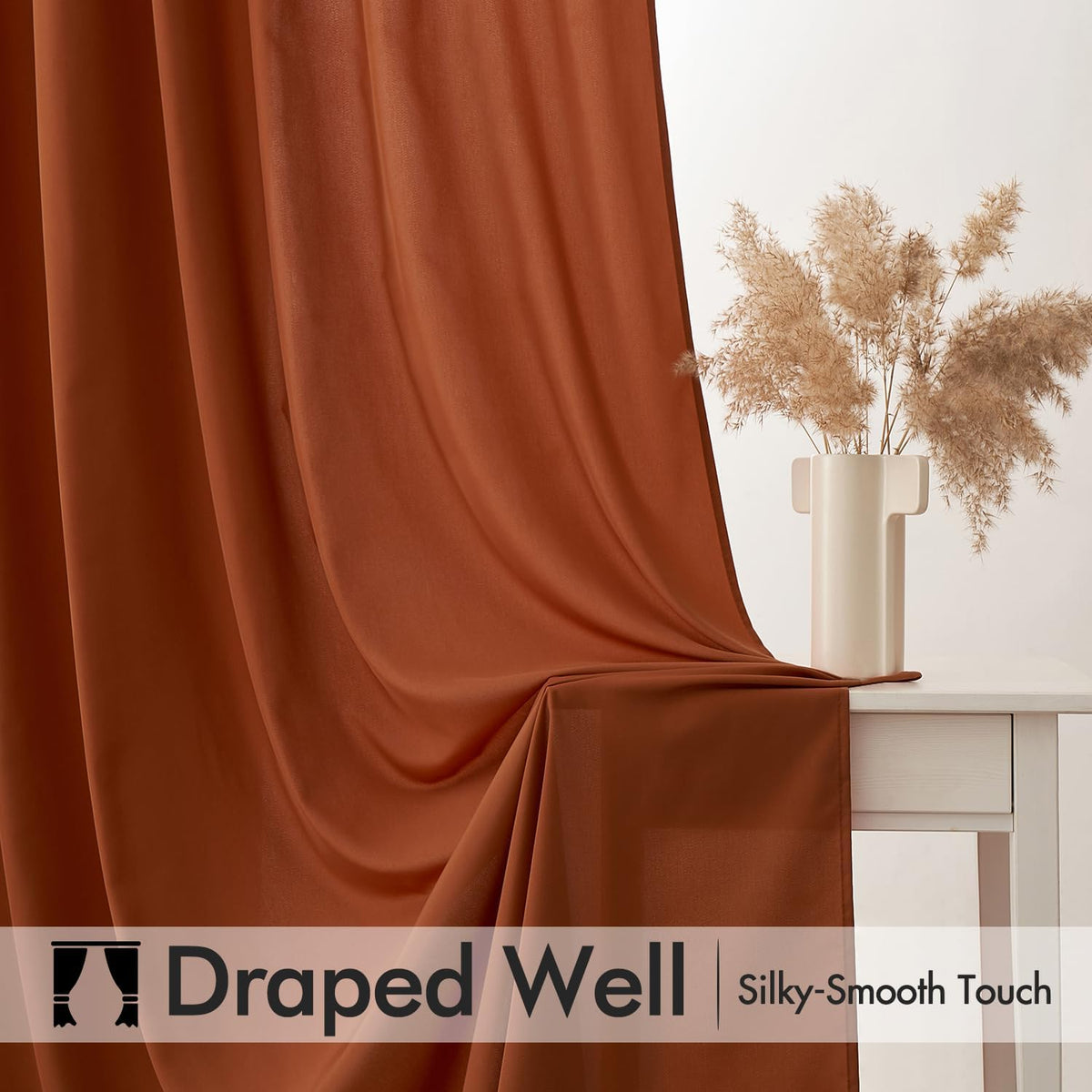 MIULEE Terracotta Privacy Sheer Curtains That Let Light in 84 Inches Long Non-See-Through Semi