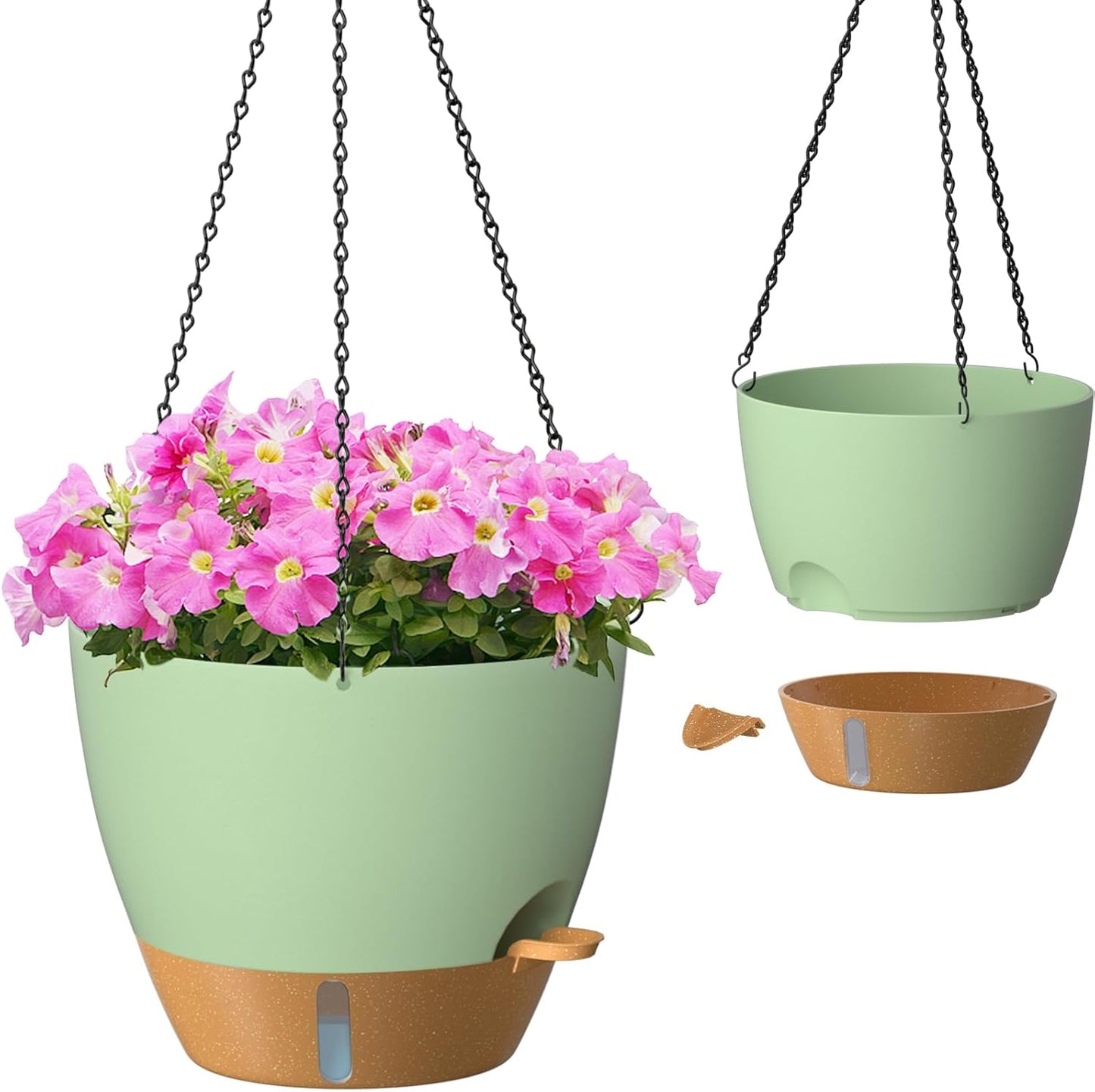 ZMTECH 12 Inch Hanging Planters for Indoor Outdoor Plants, 2 Pack Self Watering Hanging Plant Pots