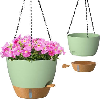 ZMTECH 12 Inch Hanging Planters for Indoor Outdoor Plants, 2 Pack Self Watering Hanging Plant Pots