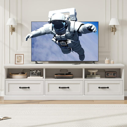 IDEALHOUSE 70in TV Stand for TVs up to 80", Mid Century Modern Entertainment Center with Storage