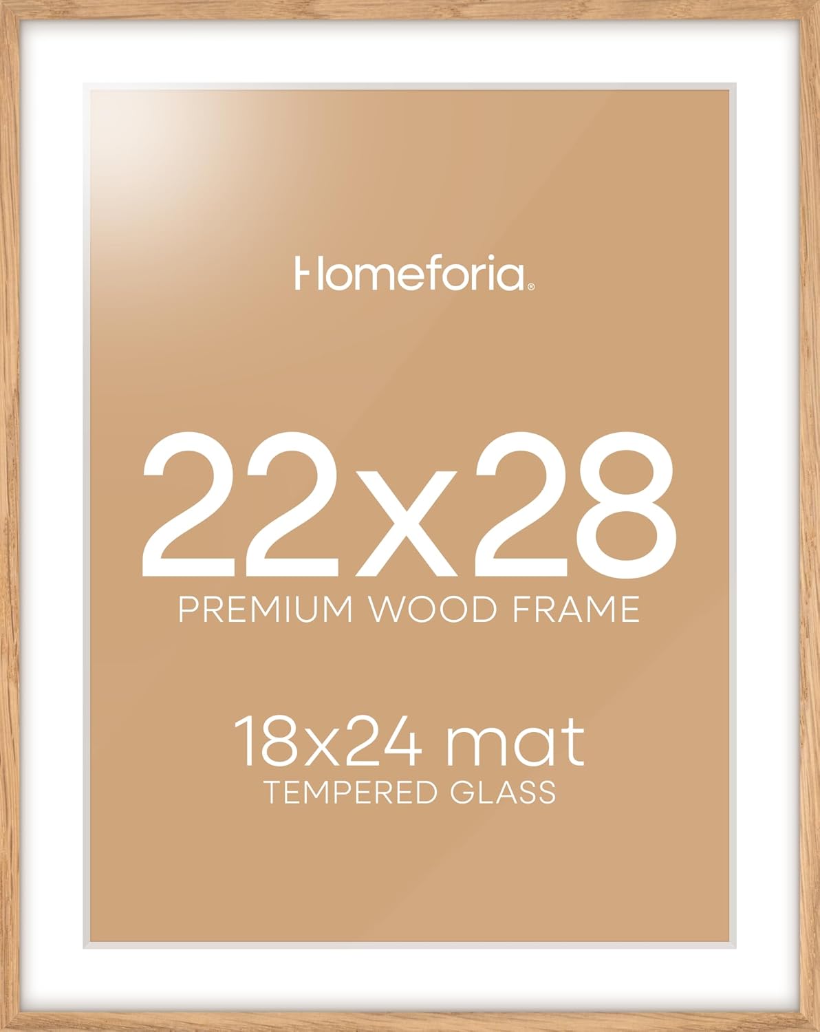 Homeforia Wooden Poster Frame 22x28, High End Natural Oak 22 x 28 Picture Frame with Mat 18 by 24