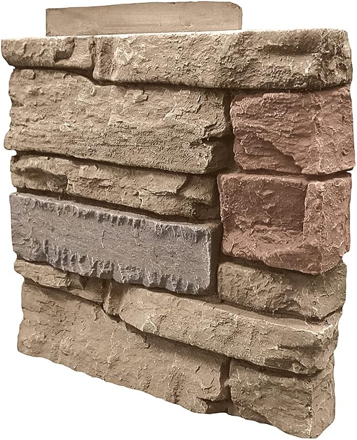GenStone Faux Stacked Stone Right Corner Panel 12.5" x 11.25" in Desert Sunrise Color for Do It