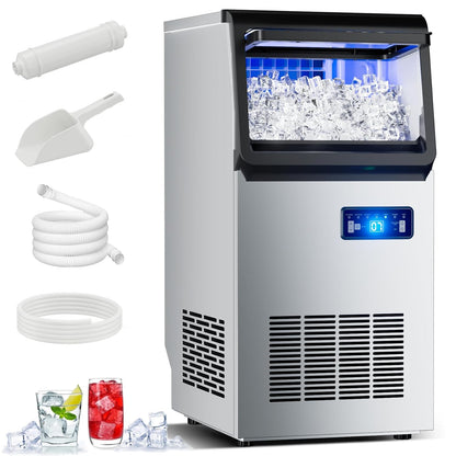 Ice Maker Commercial Ice Machine, 120lbs Per Day, Auto-Cleaning, Countertop Ice Maker with Basket