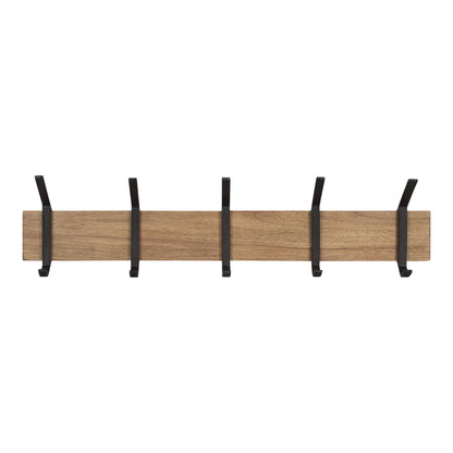 Kate and Laurel Rossmore Farmhouse 5-Hook Wall Hanging Coat Rack, Natural Rustic Wood, Modern