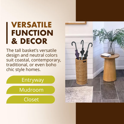 KOUBOO La Jolla Rattan Umbrella Stand, Handmade, Honey Brown, Umbrella Holder, Sturdy, Walking