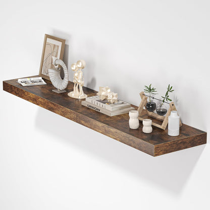 Floating Shelves for Wall, 48"W x 9.3"D x 1.5"H, Wooden Wall Mounted Display Shelf with Invisible