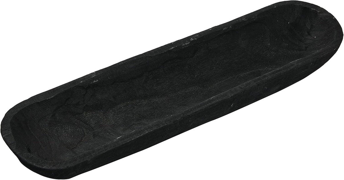 Creative Co-Op Decorative Paulownia Wood Bowl, Black