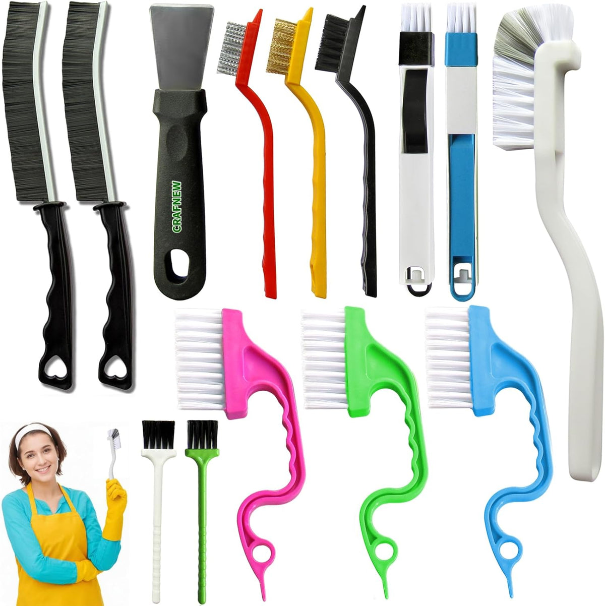 14Pcs Small Crevice Cleaning Brush Set, Groove Gap Cleaning Tool for Cleaning Kitchen,Bathroom