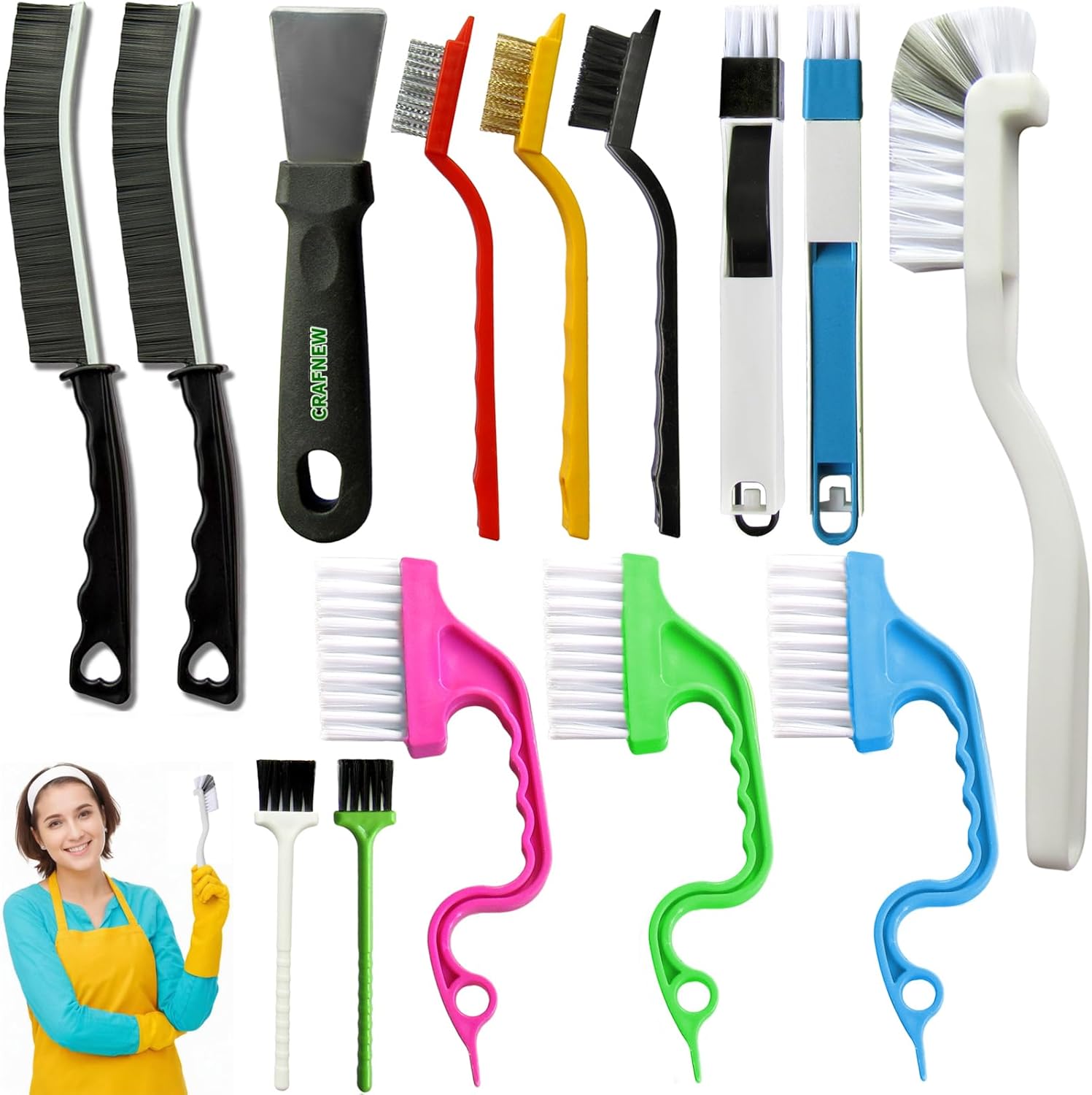 14Pcs Small Crevice Cleaning Brush Set, Groove Gap Cleaning Tool for Cleaning Kitchen,Bathroom