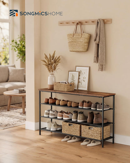 SONGMICS HOME 4-Tier Shoe Rack, Free Standing Shoe Storage Organizer, 12 x 47.4 x 28.2 Inches
