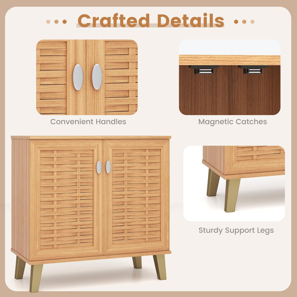 GIANTEX Shoe Cabinet with Doors, 4-Tier Farmhouse Shoe Rack Cabinet