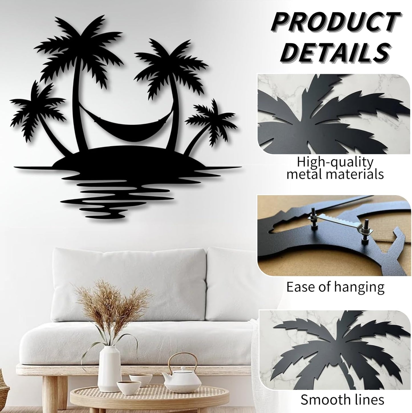 Palm Tree Metal Wall Decor,Palm Tree Outdoor Wall Art,Tropical Palm Tree Wall Decorations for
