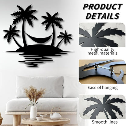 Palm Tree Metal Wall Decor,Palm Tree Outdoor Wall Art,Tropical Palm Tree Wall Decorations for
