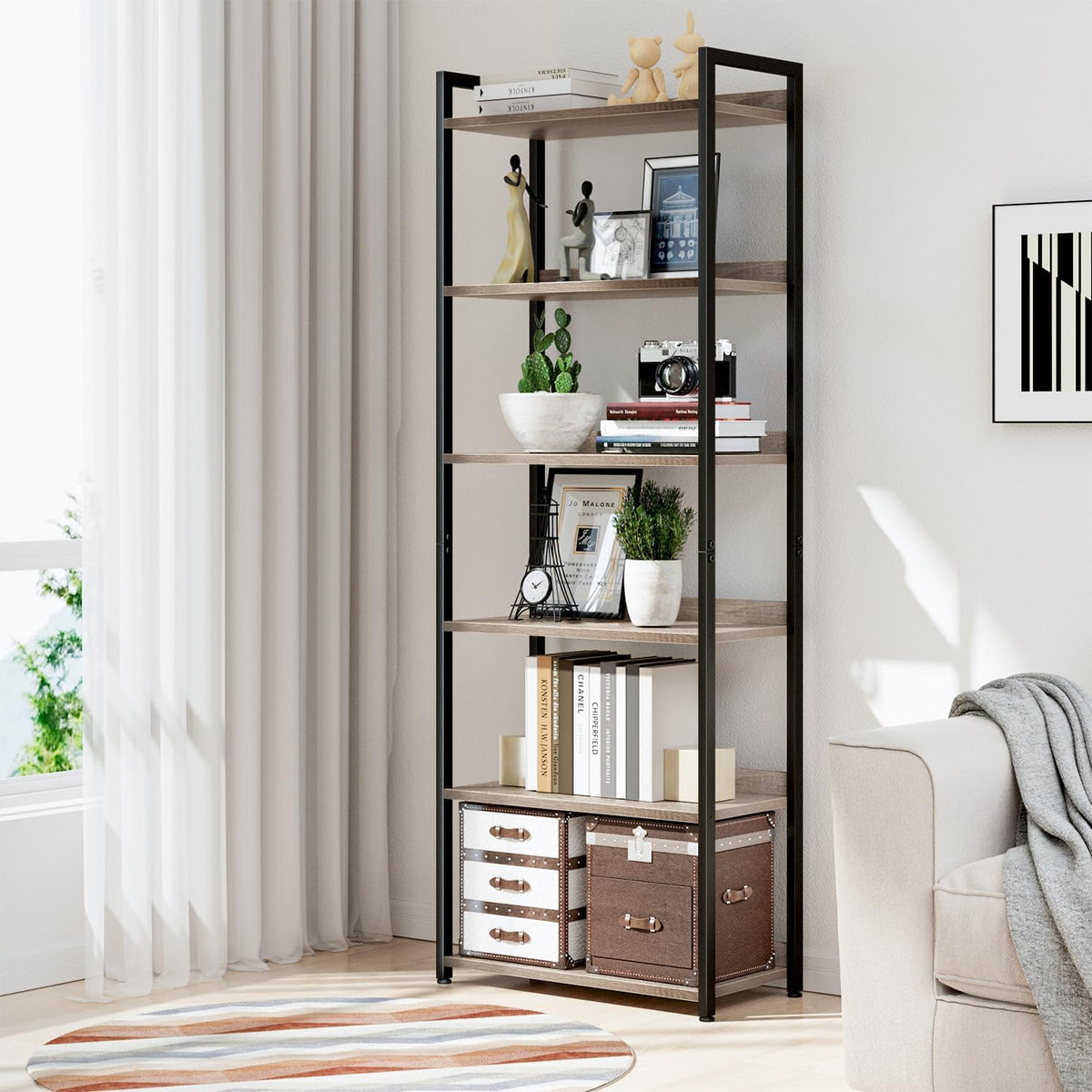 NUMENN Bookshelf, 6 Tier Bookshelves, Home Office Bookcase Shelf Storage Organizer, Free Standing